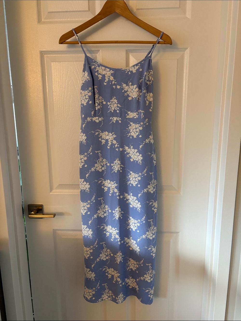 Abercrombie & Fitch Light Blue Floral Slip Midi Dress